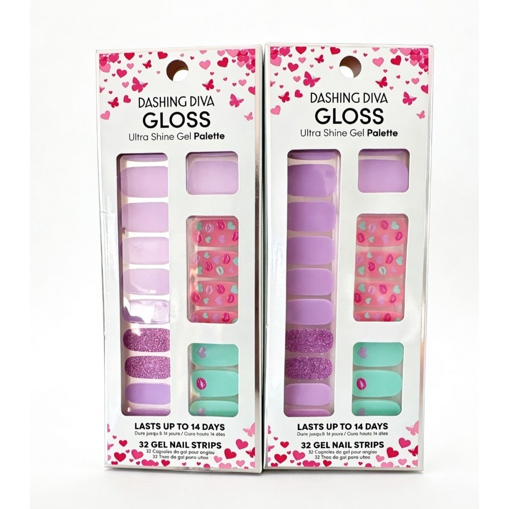 2X Dashing Diva Gloss Ultra Shine Gel Palette 64 Nail Strips Sugar Rush